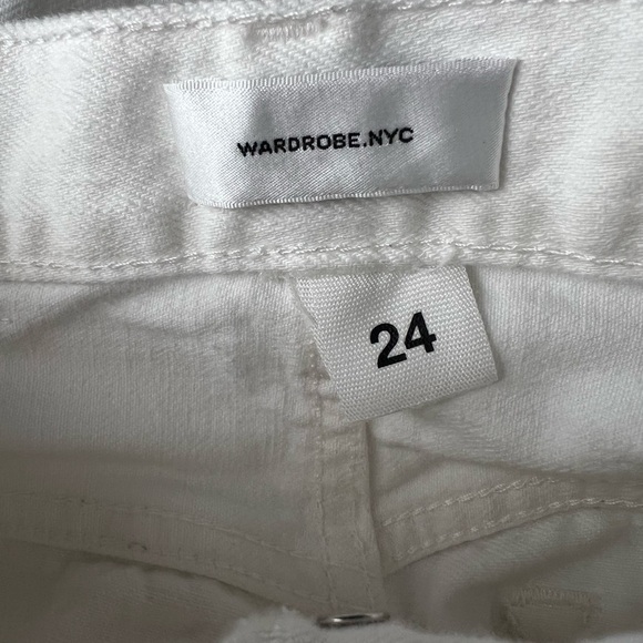 Wardrobe.Nyc White Mid Rise Logo Patch Tapered Jeans - Picture 7 of 10